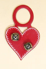 HEART - VALENTINE Hand-Painted LEATHER Doorknob Bell