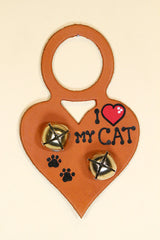 CAT - "I (Heart) MY CAT" HEART - Hand-Painted Leather Doorknob Bell