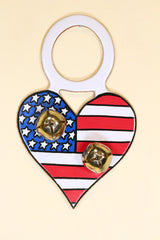 PATRIOTIC HEART - Hand-Painted Leather Doorknob Bell