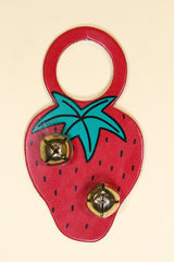 STRAWBERRY - Hand-Painted LEATHER Doorknob Bell