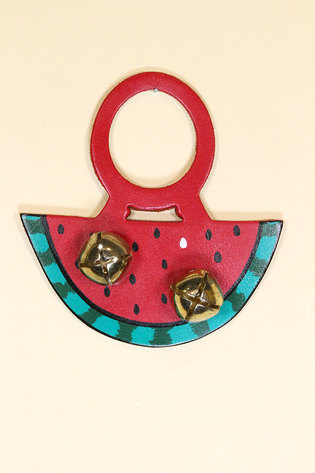 WATERMELON - Hand-Painted LEATHER Doorknob Bell