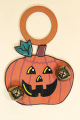 JACK-O-LANTERN Hand-Painted LEATHER Doorknob Bell