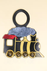 TRAIN - Hand-Painted Leather Doorknob Bell - BLACK