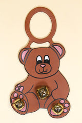 BEAR - TEDDY - Hand-Painted LEATHER Doorknob Bell - TAUPE