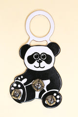 BEAR - PANDA - Hand-Painted LEATHER Doorknob Bell