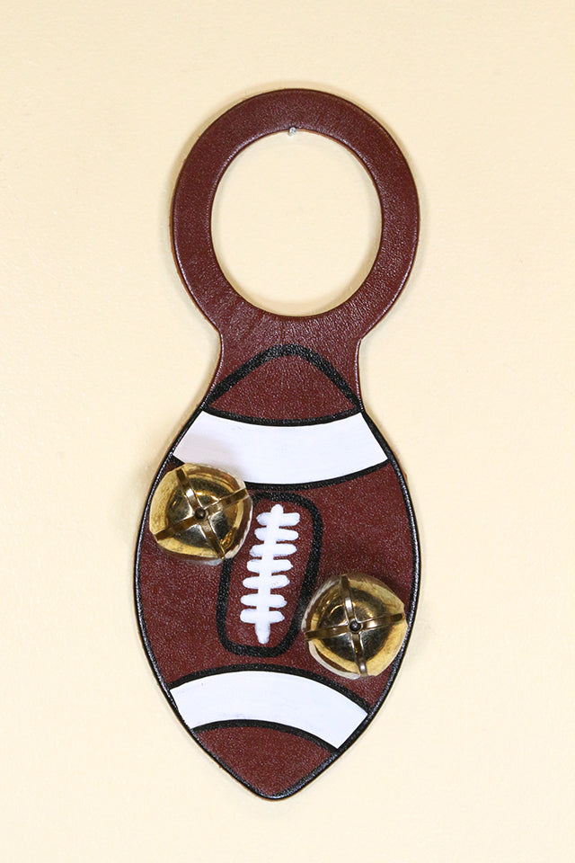 FOOTBALL Hand-Painted LEATHER Doorknob Bell