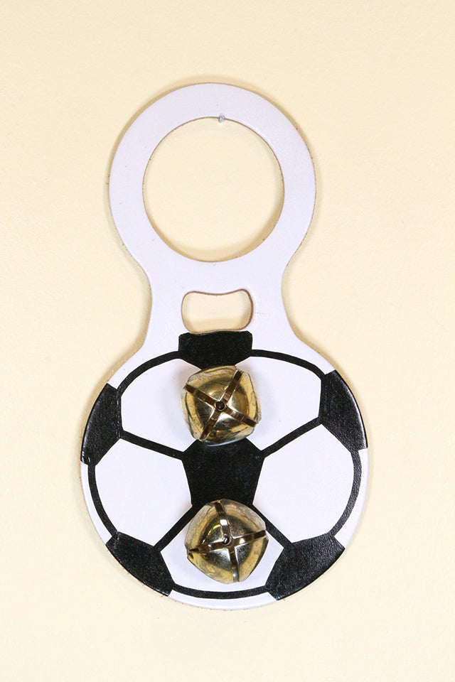 SOCCER Hand-Painted LEATHER Doorknob Bell