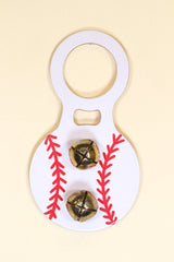 BASEBALL Hand-Painted LEATHER Doorknob Bell