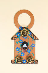 BIRDHOUSE Hand-Painted LEATHER Doorknob Bell