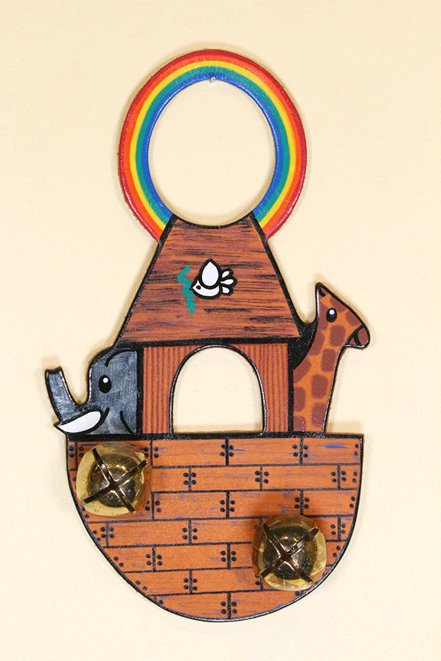 NOAH'S ARK Hand-Painted LEATHER Doorknob Bell