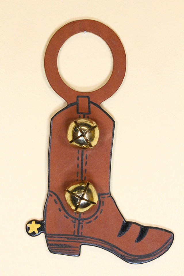 COWBOY BOOT - Hand-Painted Leather Doorknob Bell