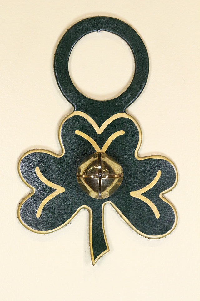 SHAMROCK - Hand-Painted Leather Doorknob Bell