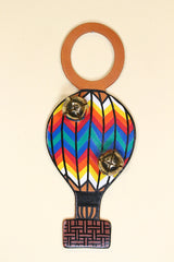 HOT AIR BALLOON Hand-Painted LEATHER Doorknob Bell