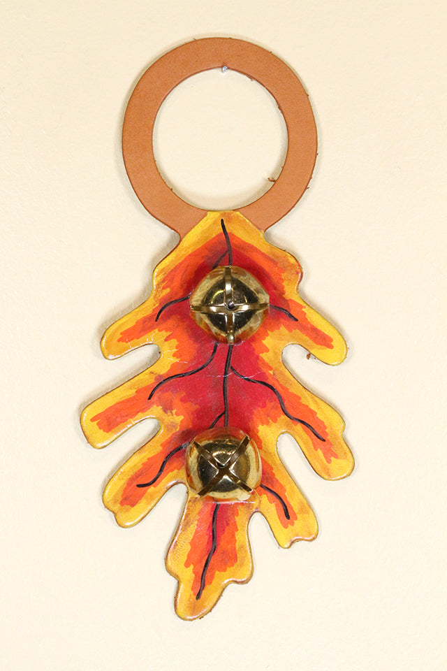 OAK LEAF (FALL) Hand-Painted LEATHER Doorknob Bell