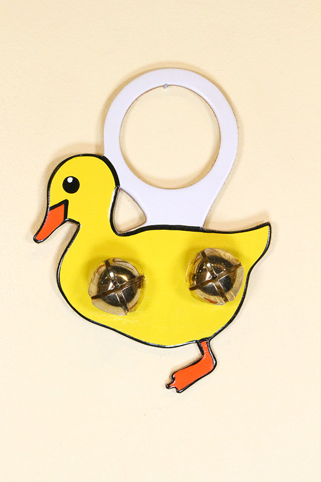 DUCK - YELLOW - Hand-Painted LEATHER Doorknob Bell