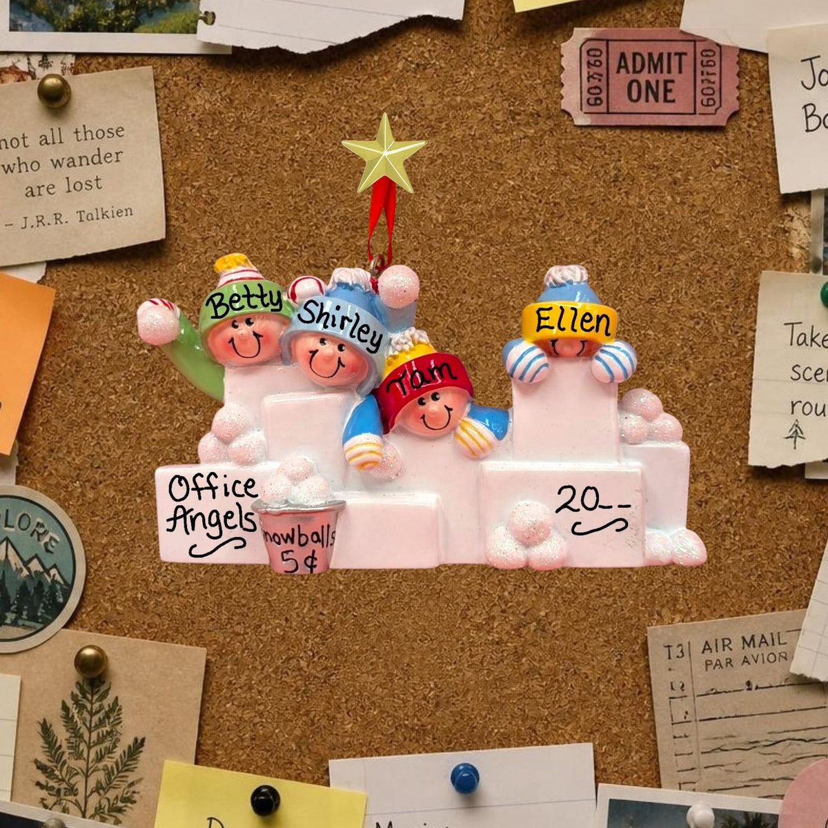 Snowball Fight Ornament (4 Names)