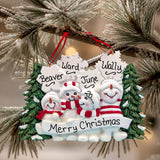 Snow Folks with Flakes Ornament (4 Names)