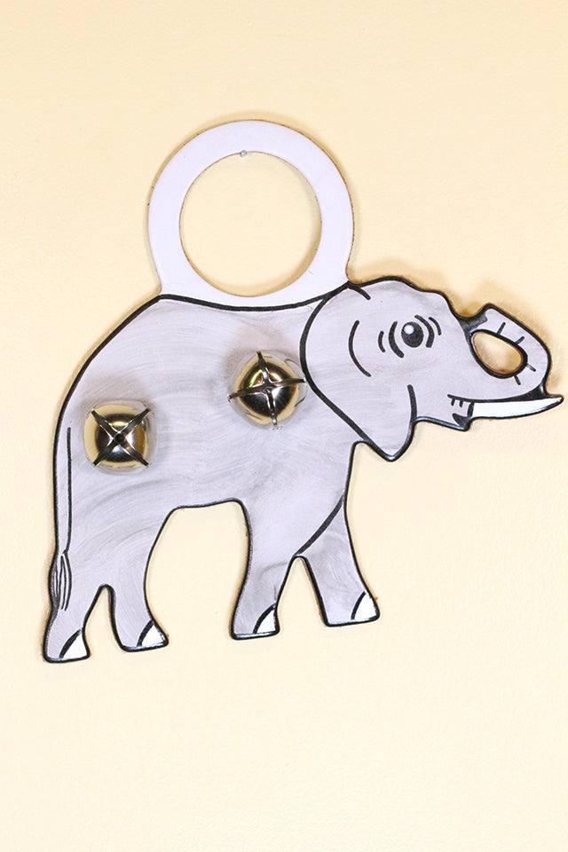 ELEPHANT Hand-Painted LEATHER Doorknob Bell