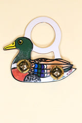 DUCK / MALLARD Hand-Painted LEATHER Doorknob Bell
