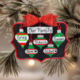 Christmas Ornaments on a Blackboard Ornament (5 Names)