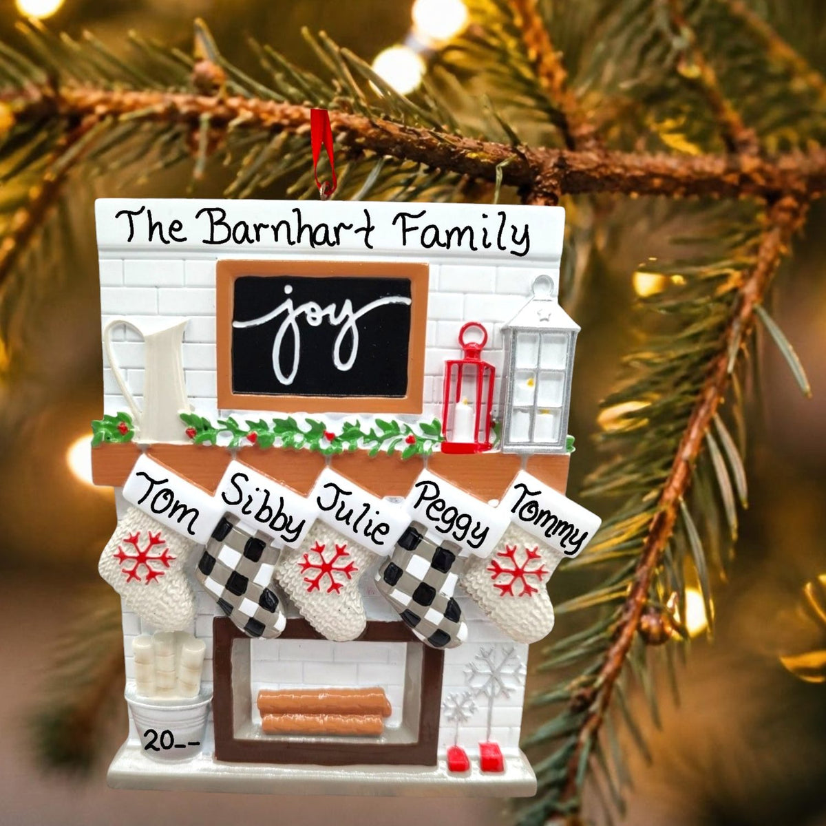 Stockings on Joy Mantel Ornament (5 Names)