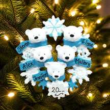 Polar Bears with Snowflakes Ornament (5 Names)
