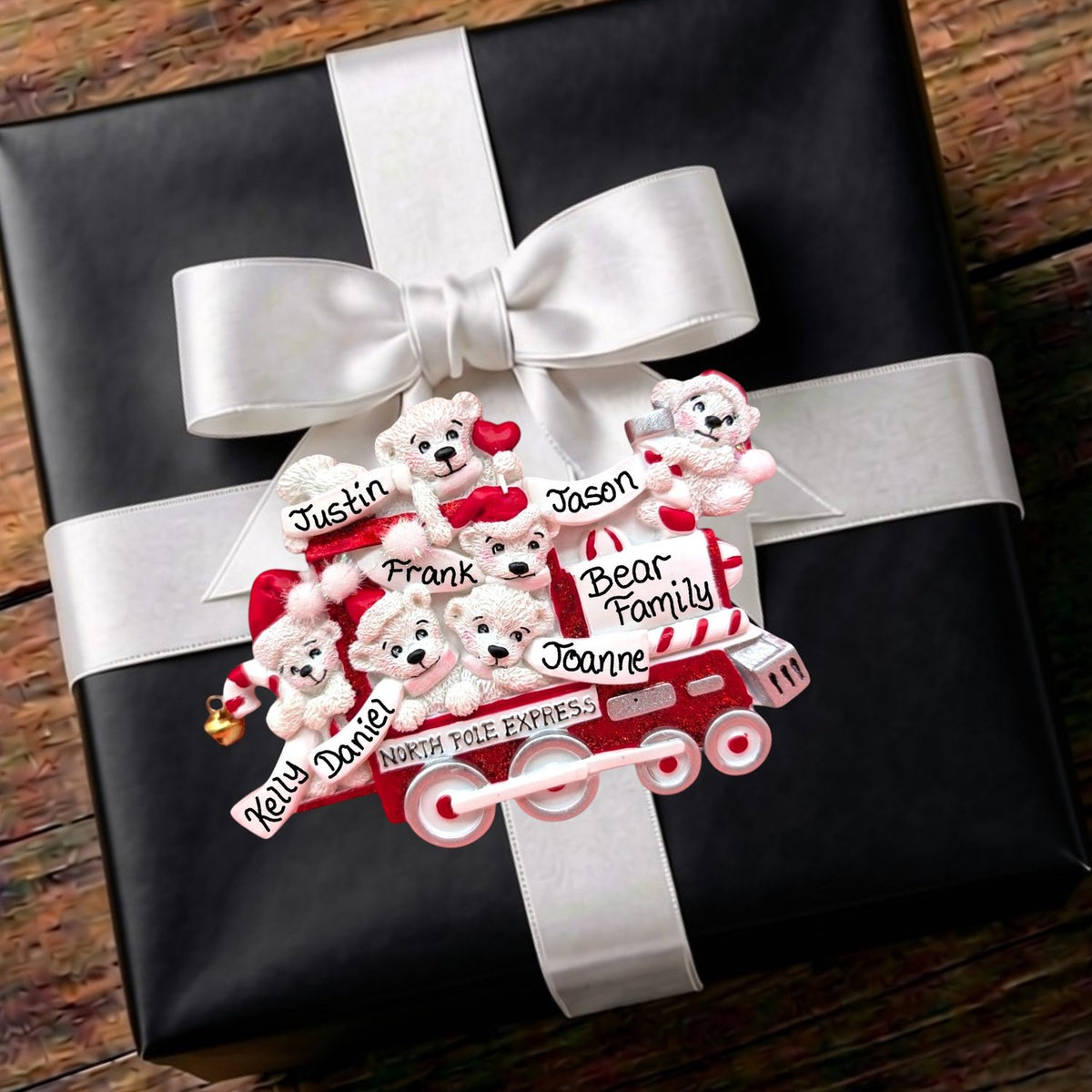 Bears in Candy Train Ornament (6 Names)
