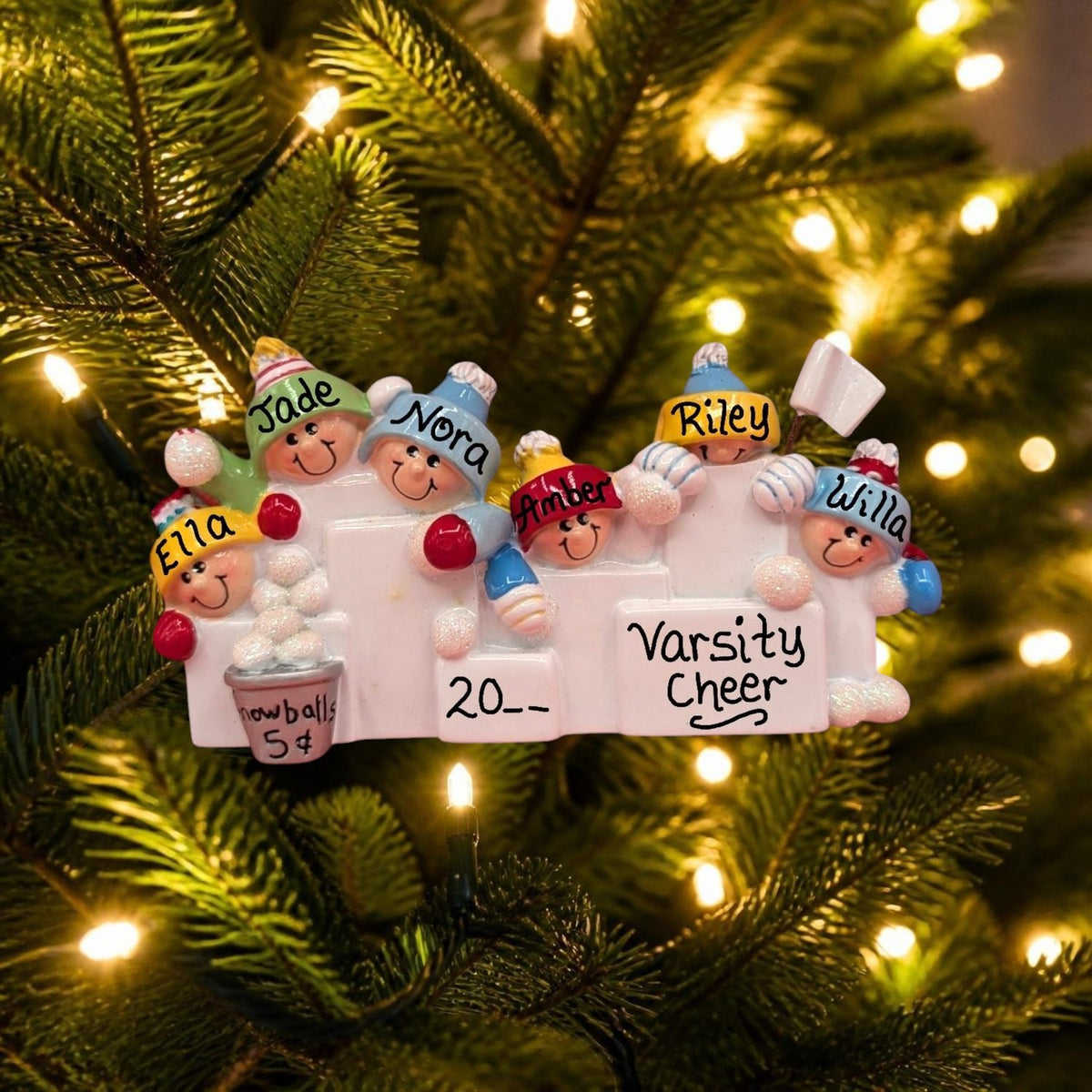 Snowball Fight Ornament (6 Names)