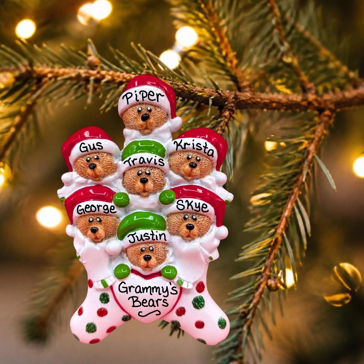 Bears in a Stocking Ornament (7 Names)