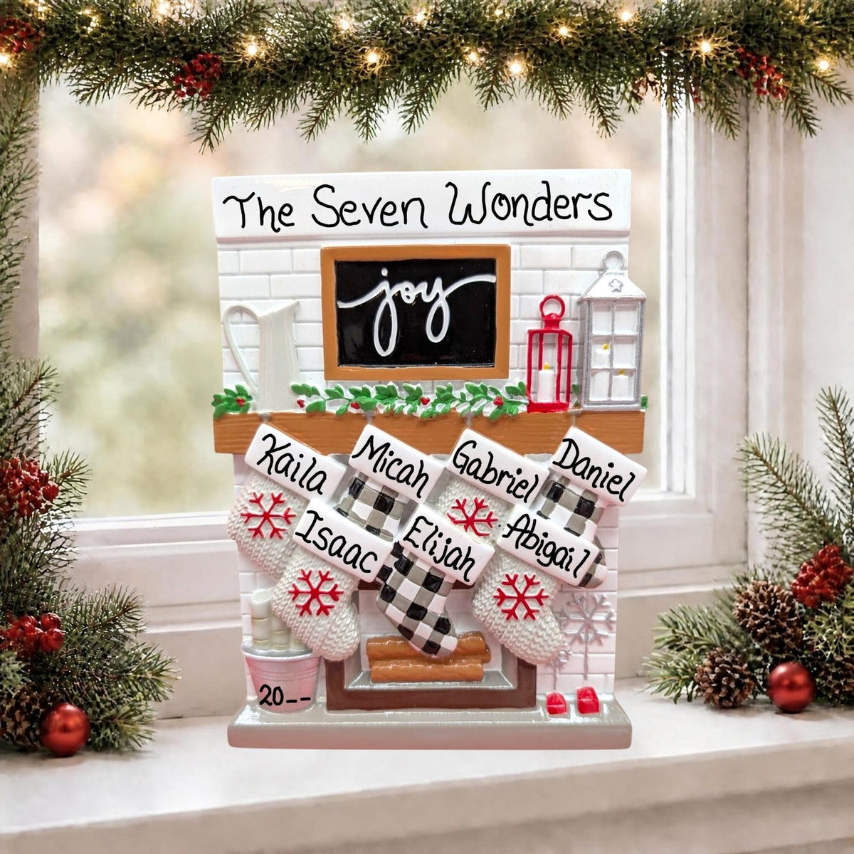 Stockings on "Joy" Mantel Tabletop Decoration (7 Names)