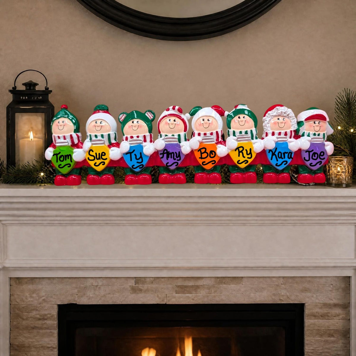 People with Christmas Lights Tabletop Decoration (8 Names)