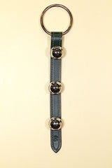 3 Chrome OR Solid Brass Moyer Bells on Narrow, Stitched 12 inch Strap - Lg Ring Top