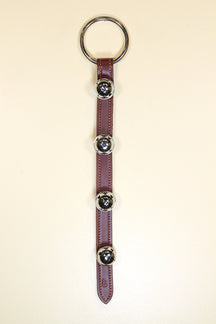 4 Chrome OR Solid Brass Moyer Bells on Narrow, Stitched 16 inch Strap - Lg Ring Top