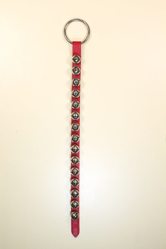 15 Small Plated Bells on Narrow 24 inch Strap - Lg Ring Top