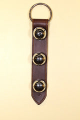 3 Lg Chrome OR Solid Brass Moyer Bells on X-Wide 12 inch Stitched Strap-Lg Ring Top