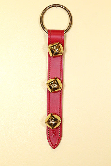 3 Plated Bells on Wide 12 inch Stitched Strap-Lg Ring Top