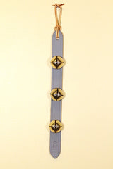 3 Plated Bells on 12 inch Strap-Rawhide Tie Top