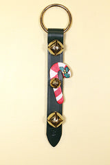 CANDY CANE - Hand-Painted Leather on Strap - 2 Bells