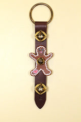GINGERBREAD BOY (Hand-Painted Leather) - On Strap - 2 Bells