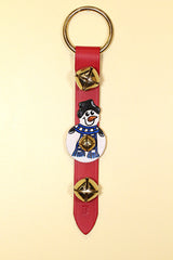 SNOWMAN- Hand-Painted Leather on Strap with 2 Bells