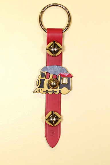TRAIN - BLACK - Hand-Painted Leather on Strap with 2 Bells