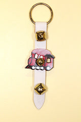 TRAIN - RED - Hand-Painted Leather on Strap with 2 Bells