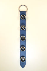 5 Large Chrome OR Solid Brass Moyer Bells on X-Wide 20 inch Strap - Lg Ring Top