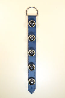 5 Large Chrome OR Solid Brass Moyer Bells on X-Wide 20 inch Strap - Lg Ring Top