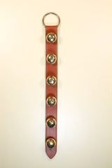 6 Large Chrome OR Solid Brass Moyer Bells on X-Wide 24 inch Stitched Strap - Lg Ring Top