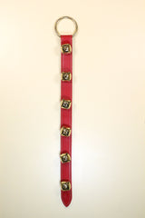 6 Plated Bells on Wide 24 inch Stitched Strap - Lg Ring Top
