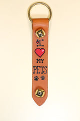 I (Heart) MY PETS - Hand-Painted Leather Strap - 2 Bells