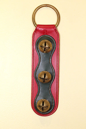 3 Solid Brass Belsnickel Bells on 2-Color Doorhanger
