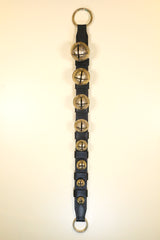 8 Odd Numbered Solid Brass Belsnickel Bells - 2-Ply Strap with Keepers - Ring Ends