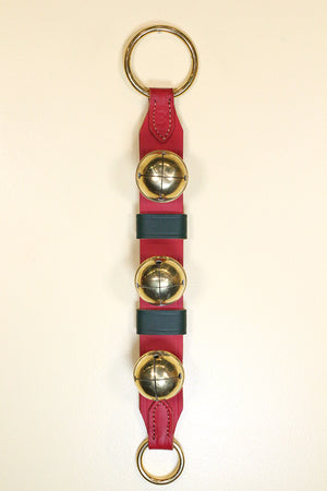3 Solid Brass European Bells on 2-Ply Strap - Contrasting Keepers